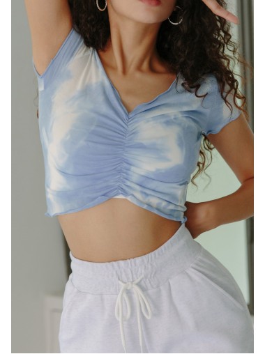 Tie Die Shirring Crop Top